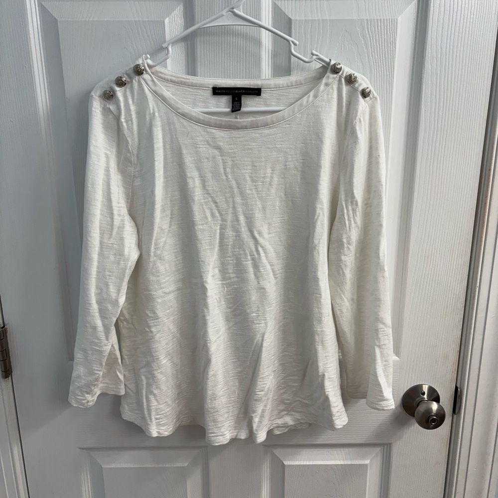 White Button-Shoulder Top
